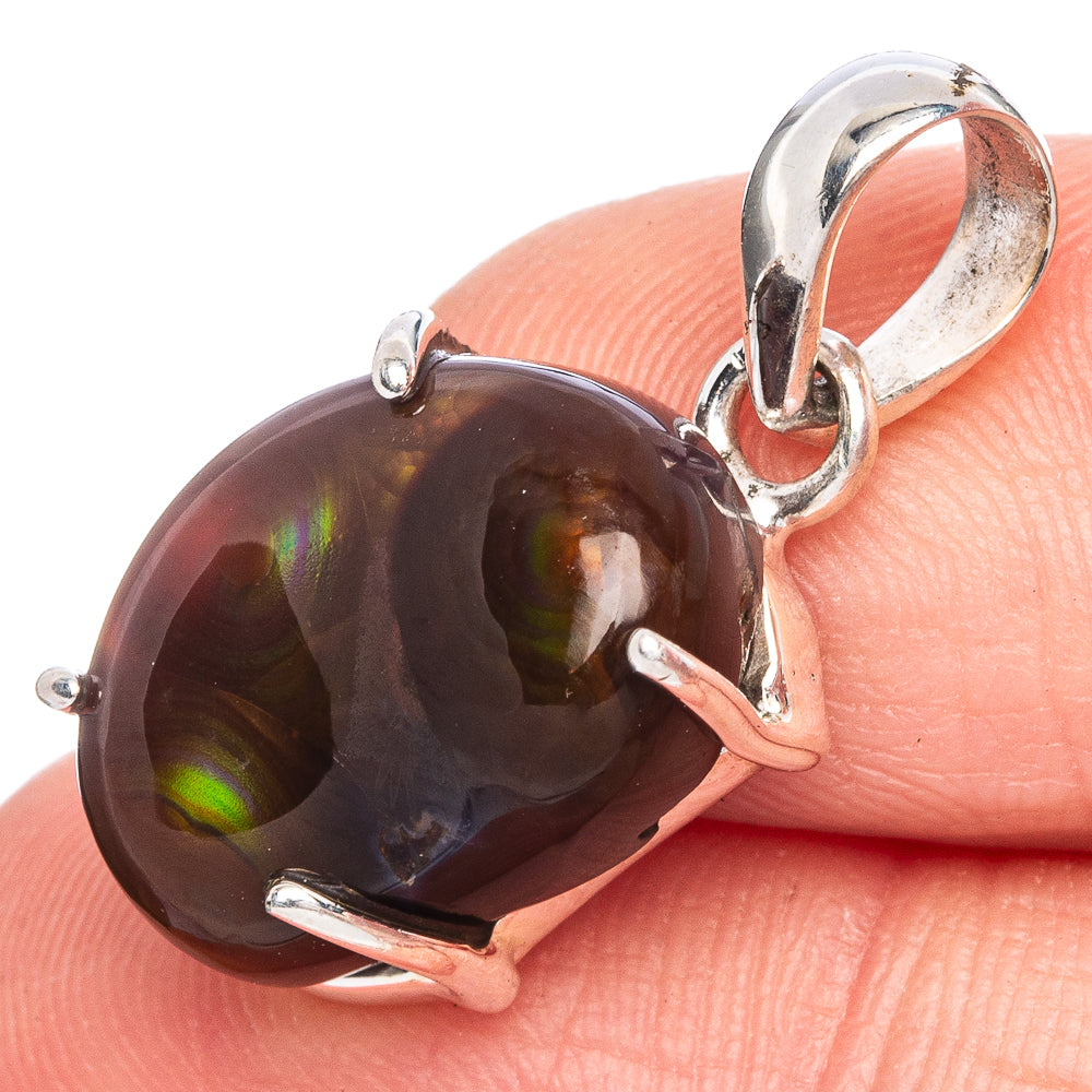 Rare Mexican Fire Agate Pendant 1 1/8" (925 Sterling Silver) P40352