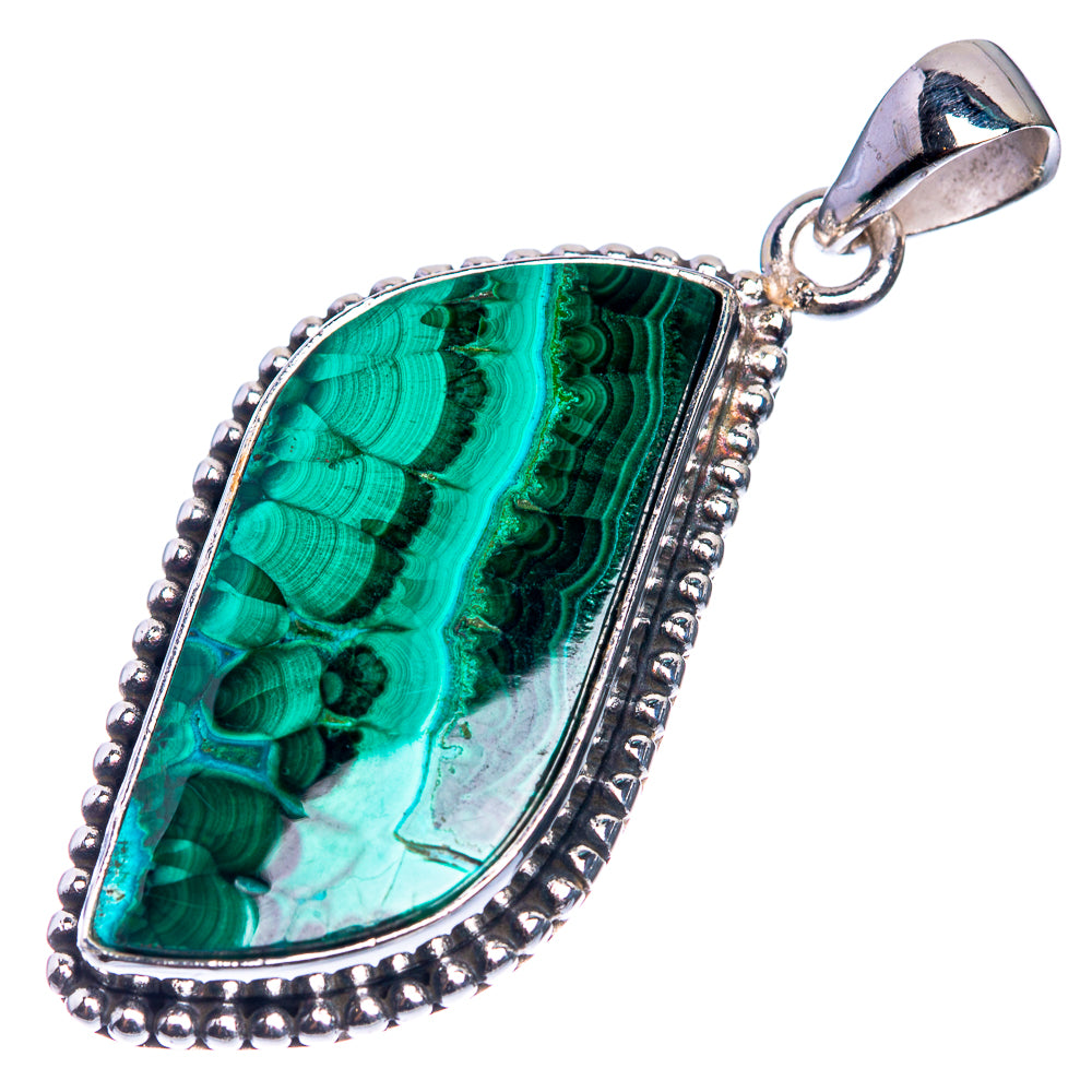 Malachite 925 Sterling Silver Pendant 1 3/4"
