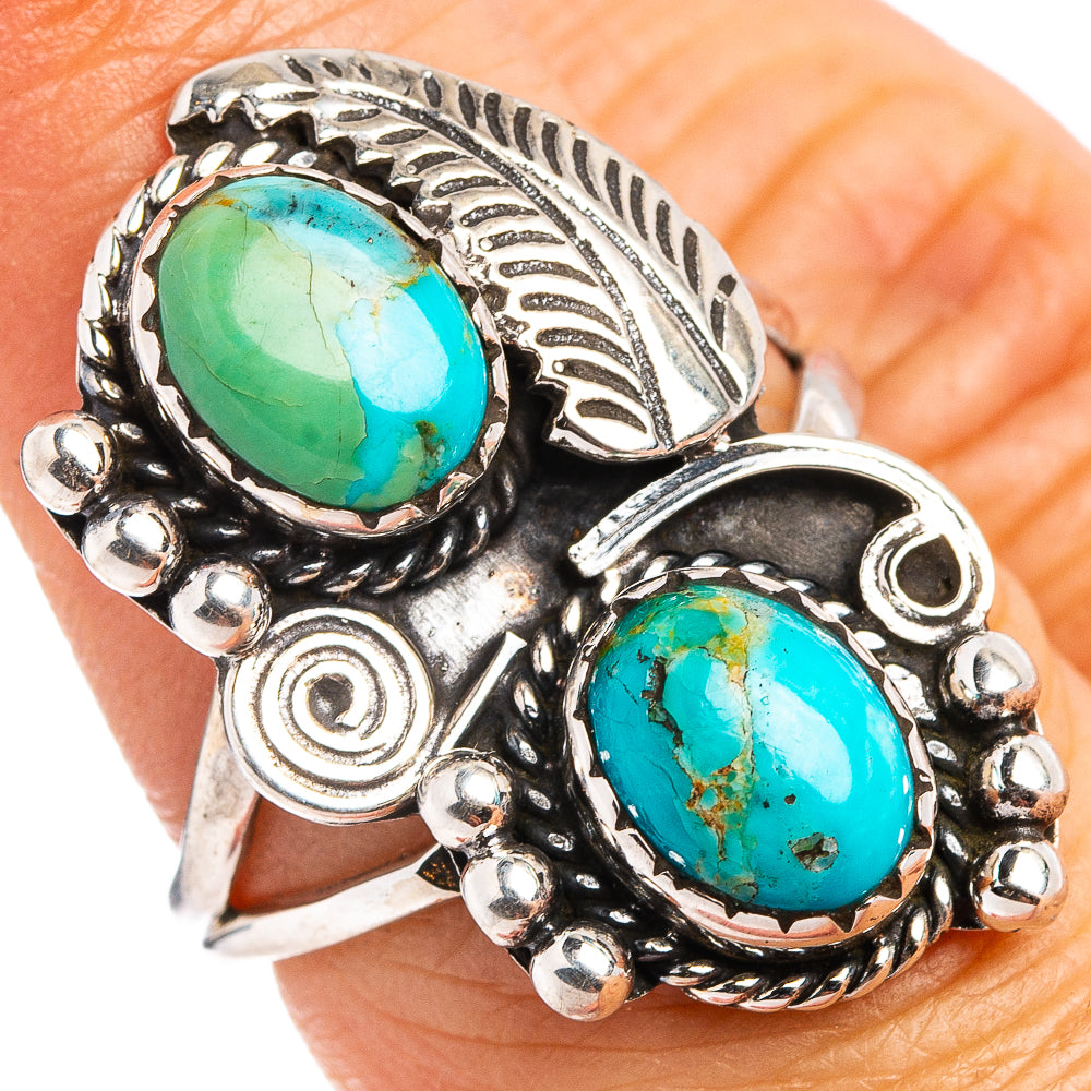Native Style Mohave Turquoise Ring Size 6.5 (.925 Sterling Silver)