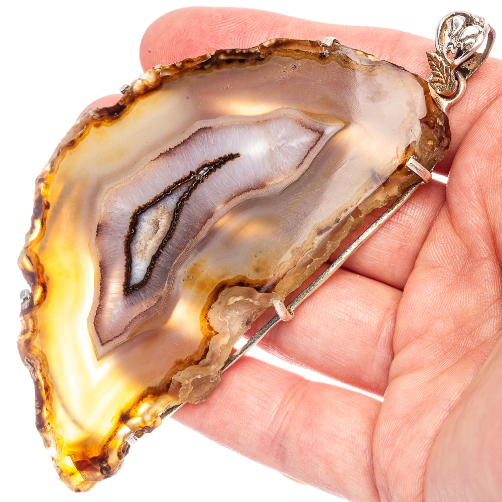 Gigantic Agate Slice 3 7/8" Pendant (925 Sterling Silver) P39999