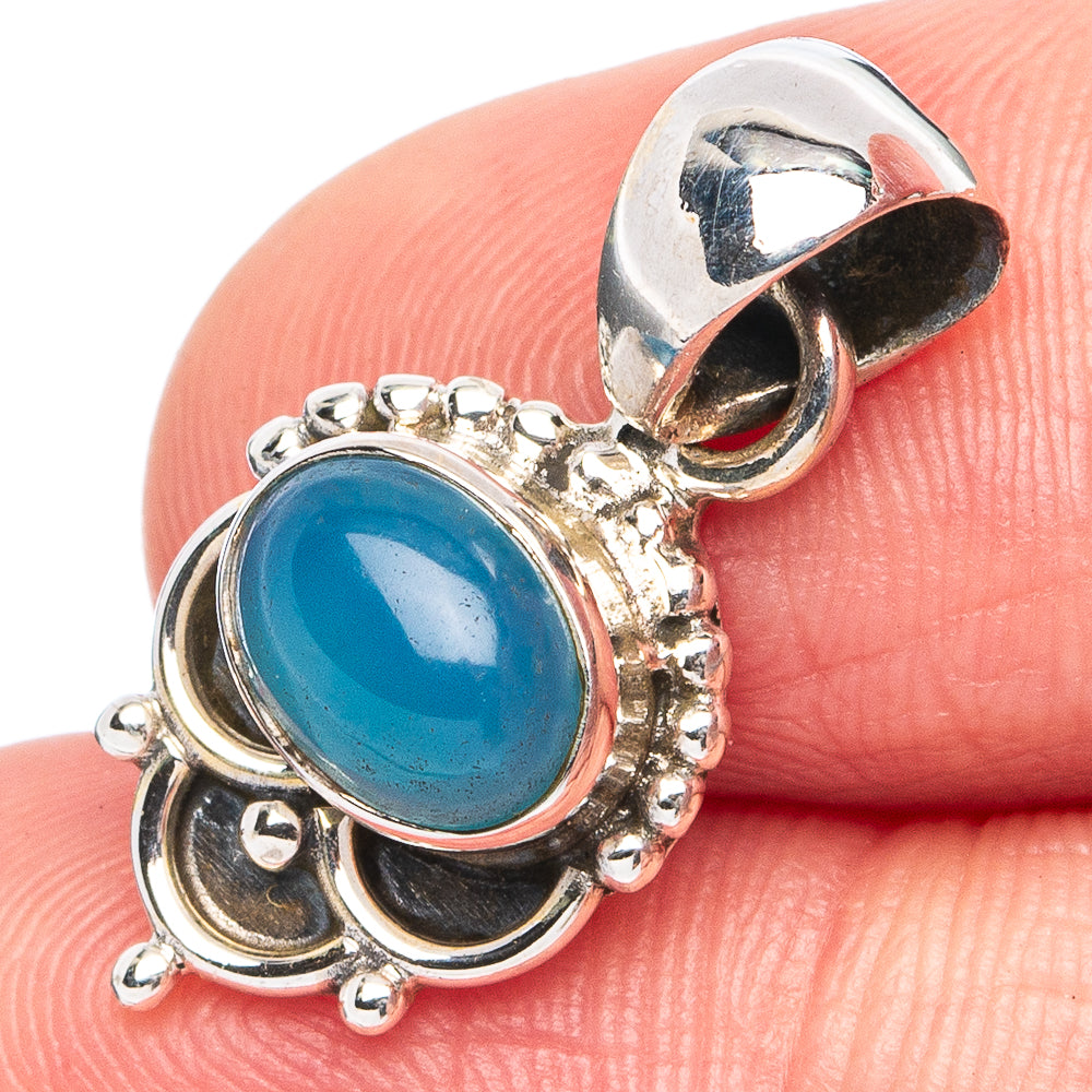 Aqua Chalcedony Pendant 1" (925 Sterling Silver) P45441