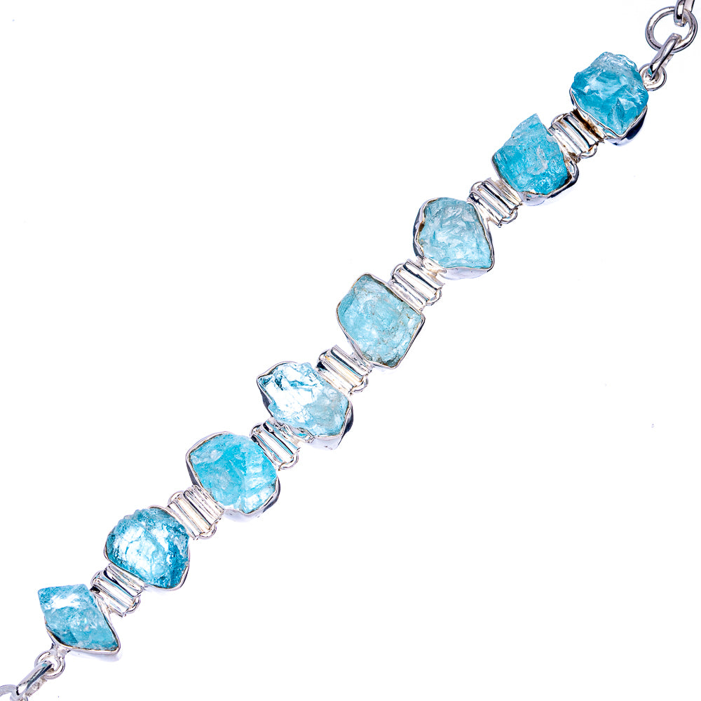 Aquamarine 925 Sterling Silver Bracelet 6 5/8 To 8" Ana Co B90349