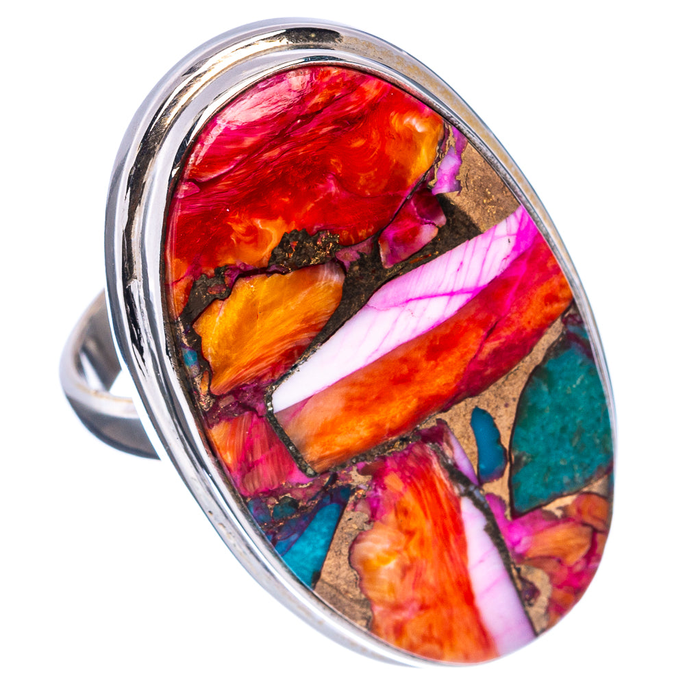 Premium Pink Dahlia Mohave Turquoise Ring Size 7.5 (.925 Sterling Silver)