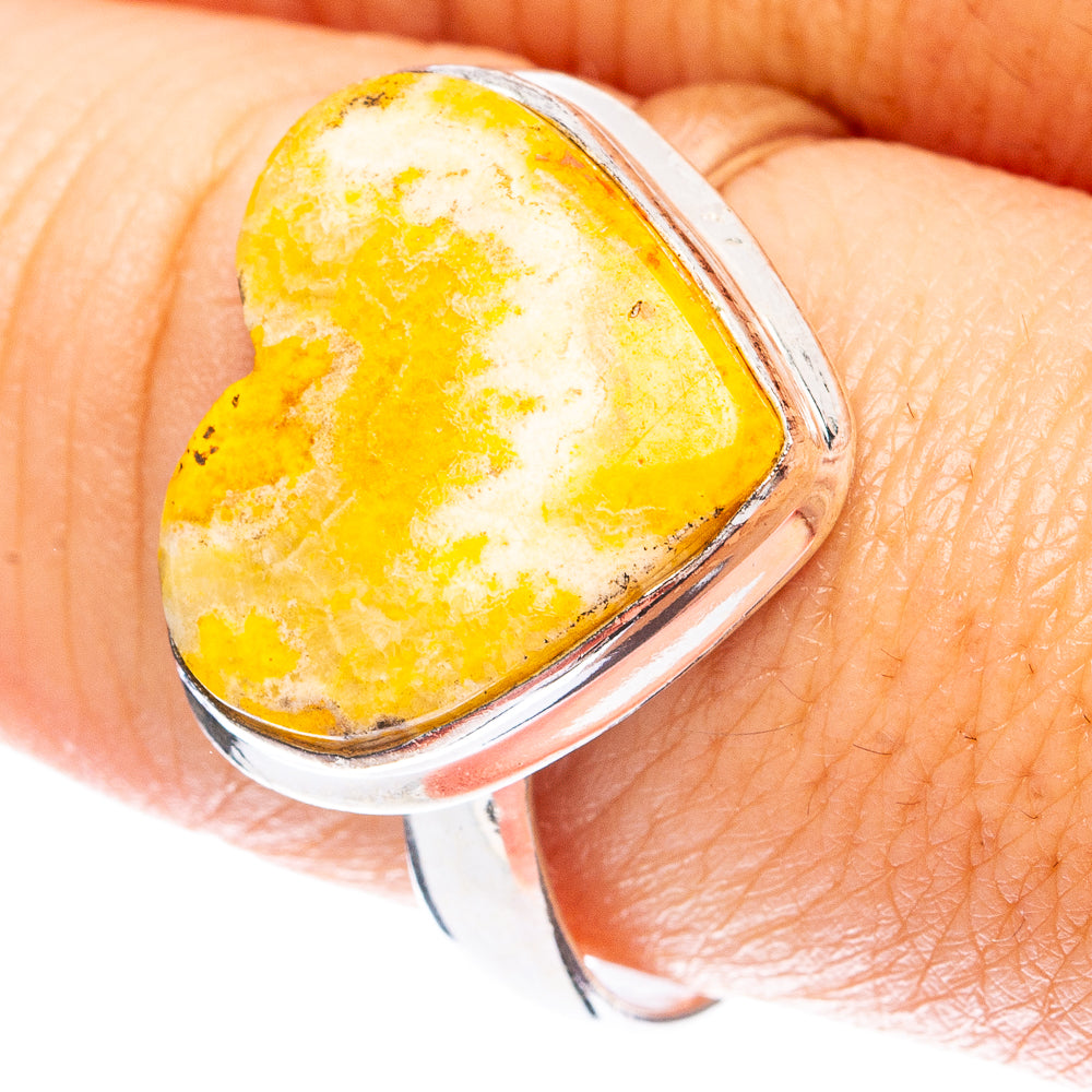 Bumble Bee Jasper Heart Ring Size 9.75 (925 Sterling Silver) R4940