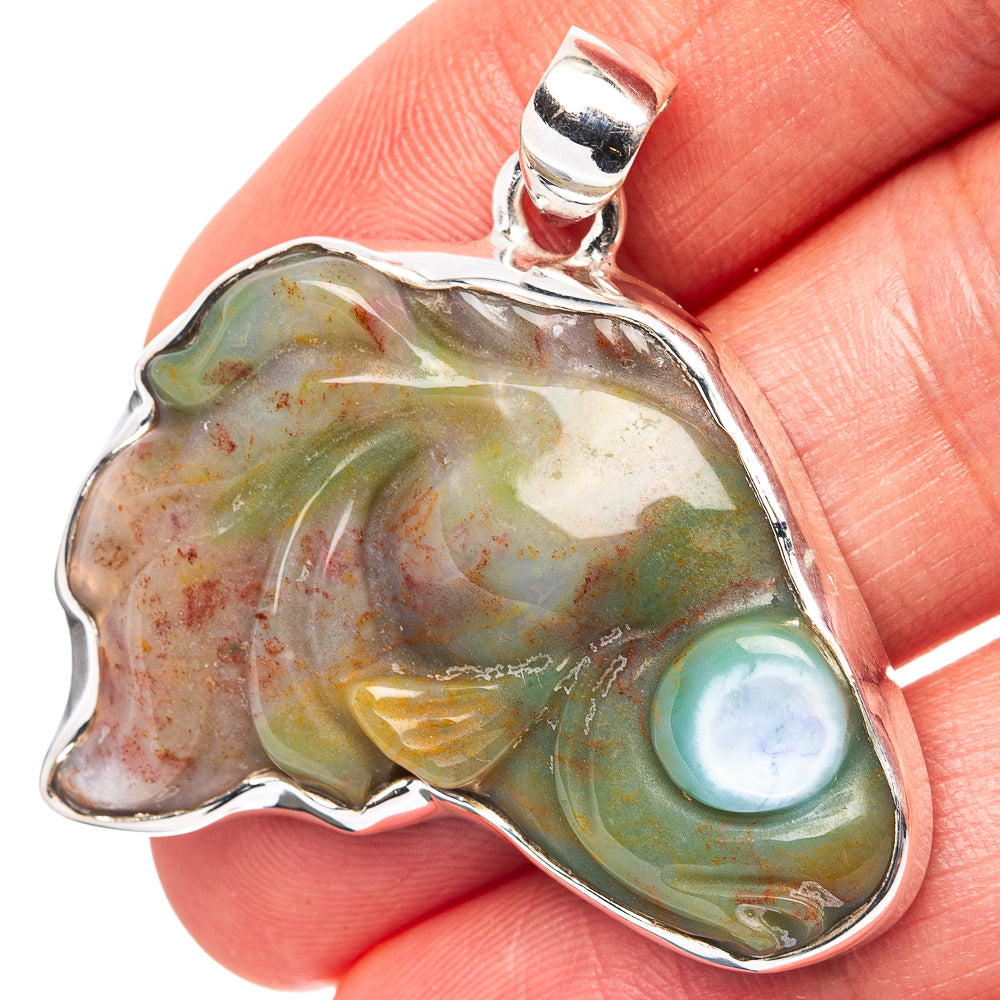 Premium Ocean Jasper Pendant 1 1/2" (.925 Sterling Silver)