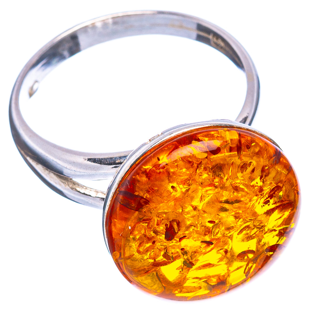 Baltic Amber Ring Size 7 Adjustable (.925 Sterling Silver)