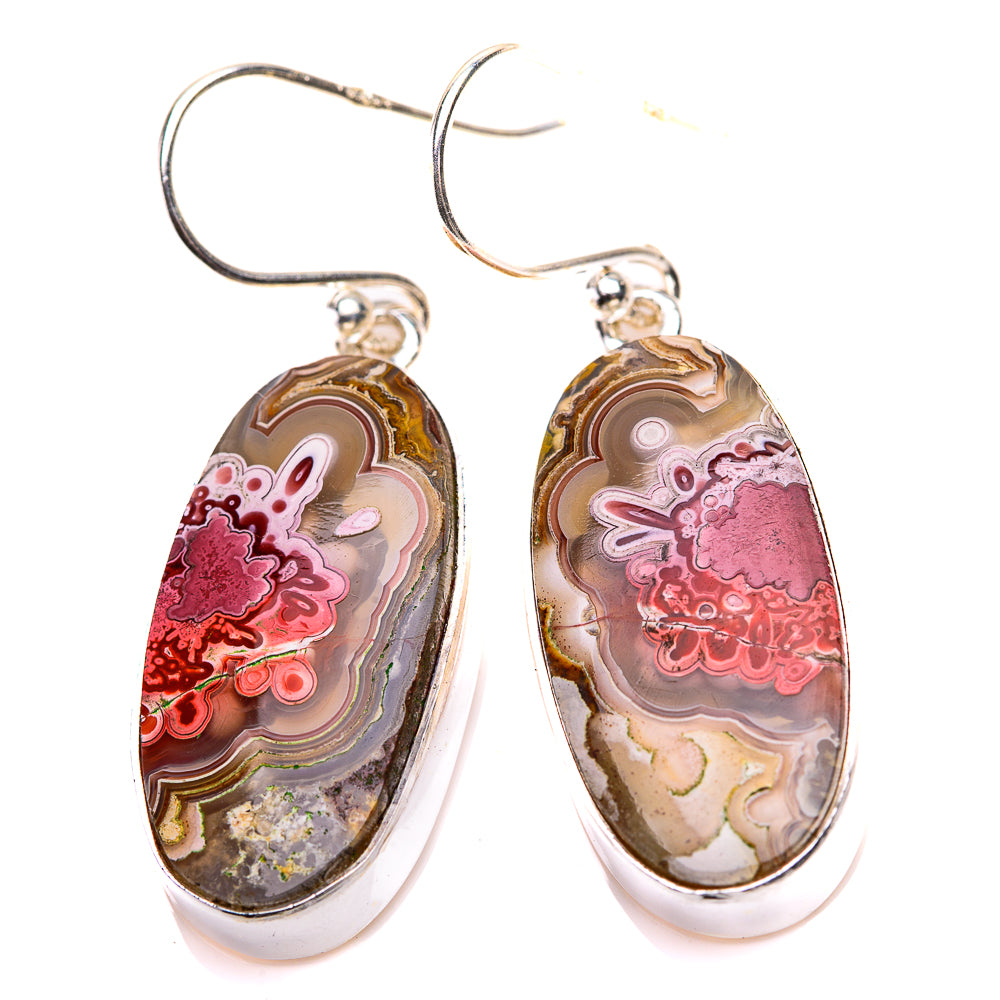 Crazy Lace Agate Earrings 1 1/2" (925 Sterling Silver) EARR432166
