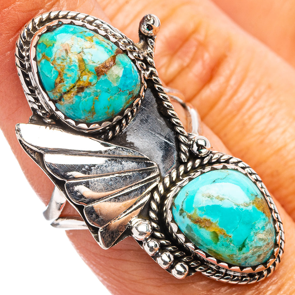 Native Style Mohave Turquoise Ring Size 6.5 (.925 Sterling Silver)