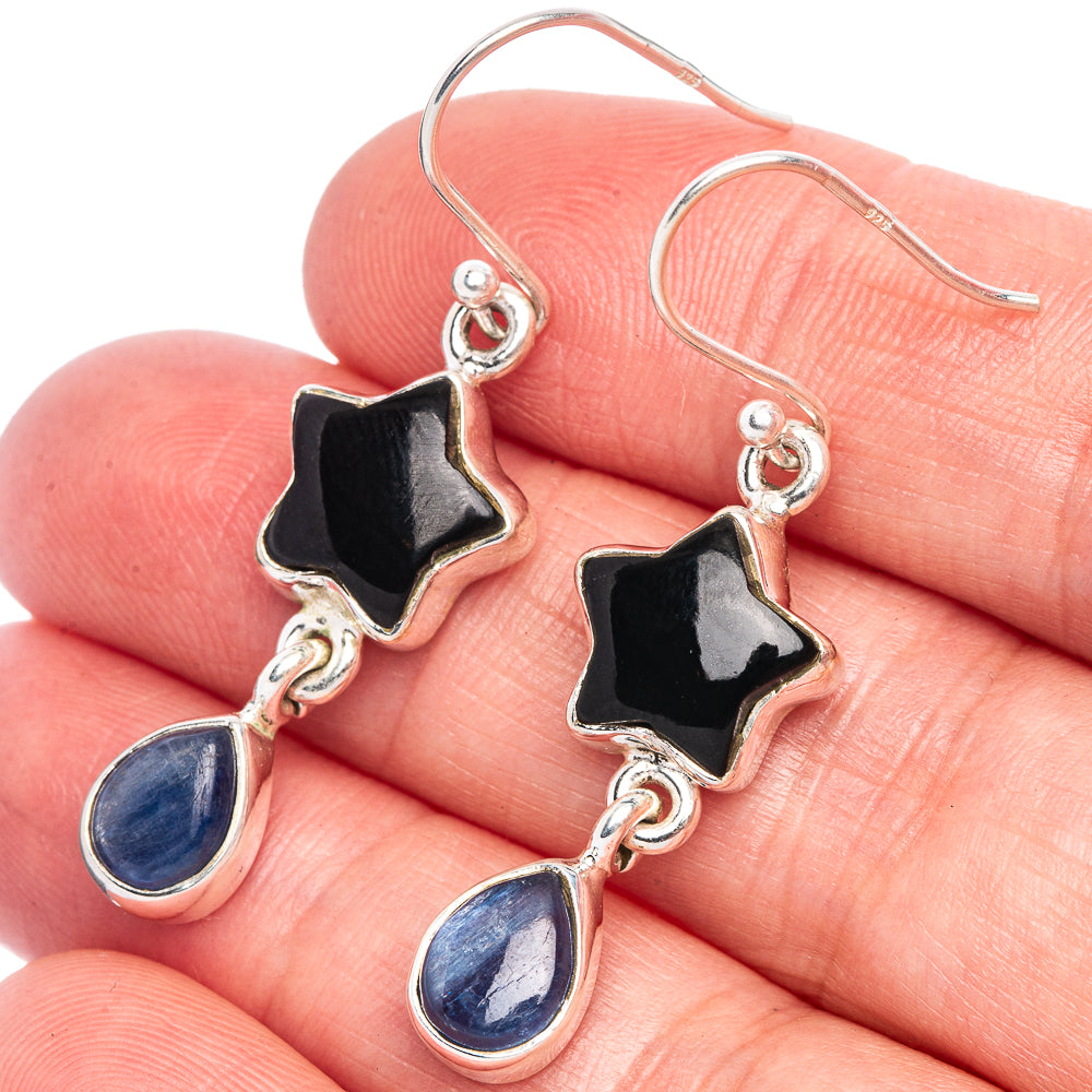 Pietersite Star, Kyanite Earrings 1 5/8" (925 Sterling Silver) E433434
