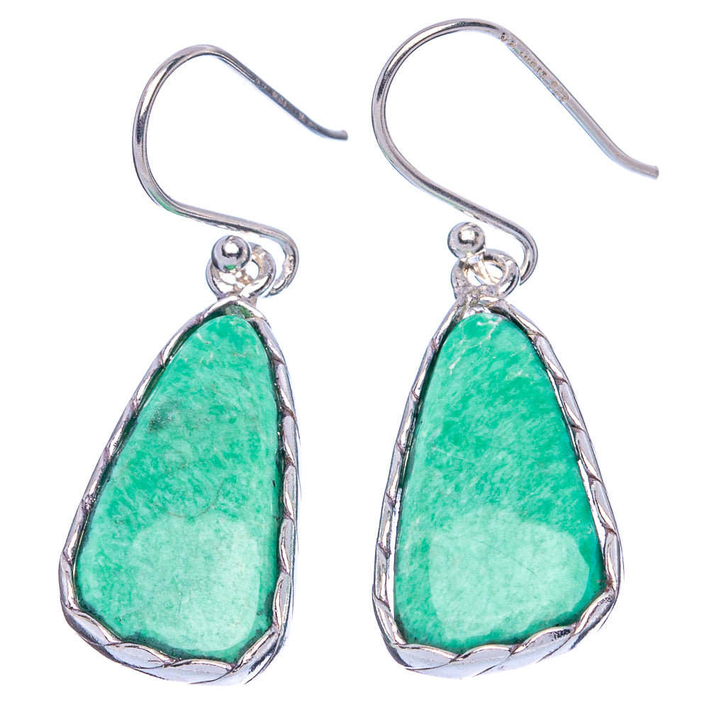 Variscite 925 Sterling Silver Earrings 1 1/2" (925 Sterling Silver) E1990