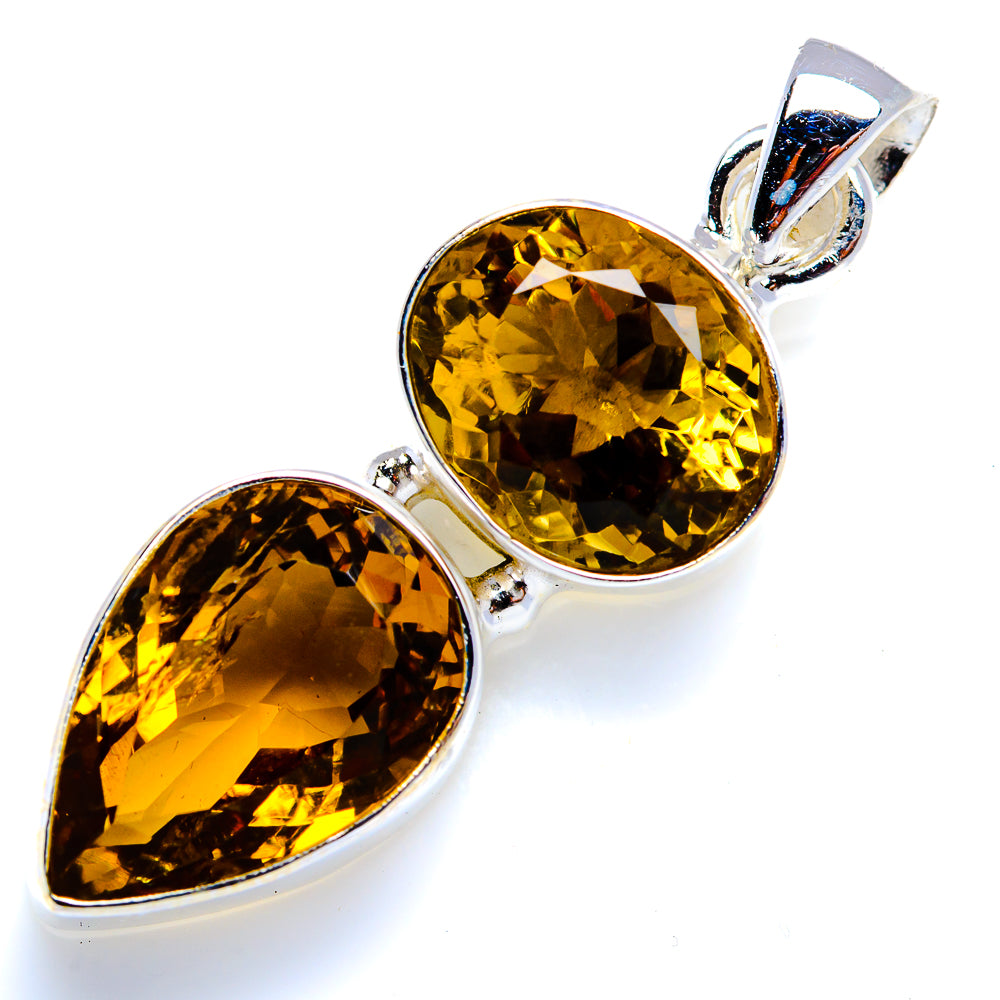 Faceted Citrine 925 Sterling Silver Pendant 1 5/8" (925 Sterling Silver) PD38336