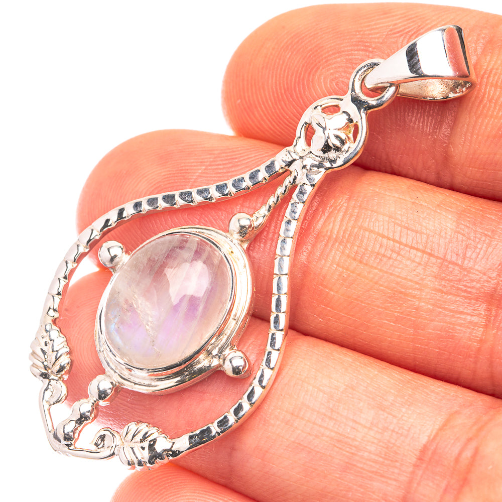 Premium Signature Rainbow Moonstone Pendant 1 7/8" (925 Sterling Silver) P38790