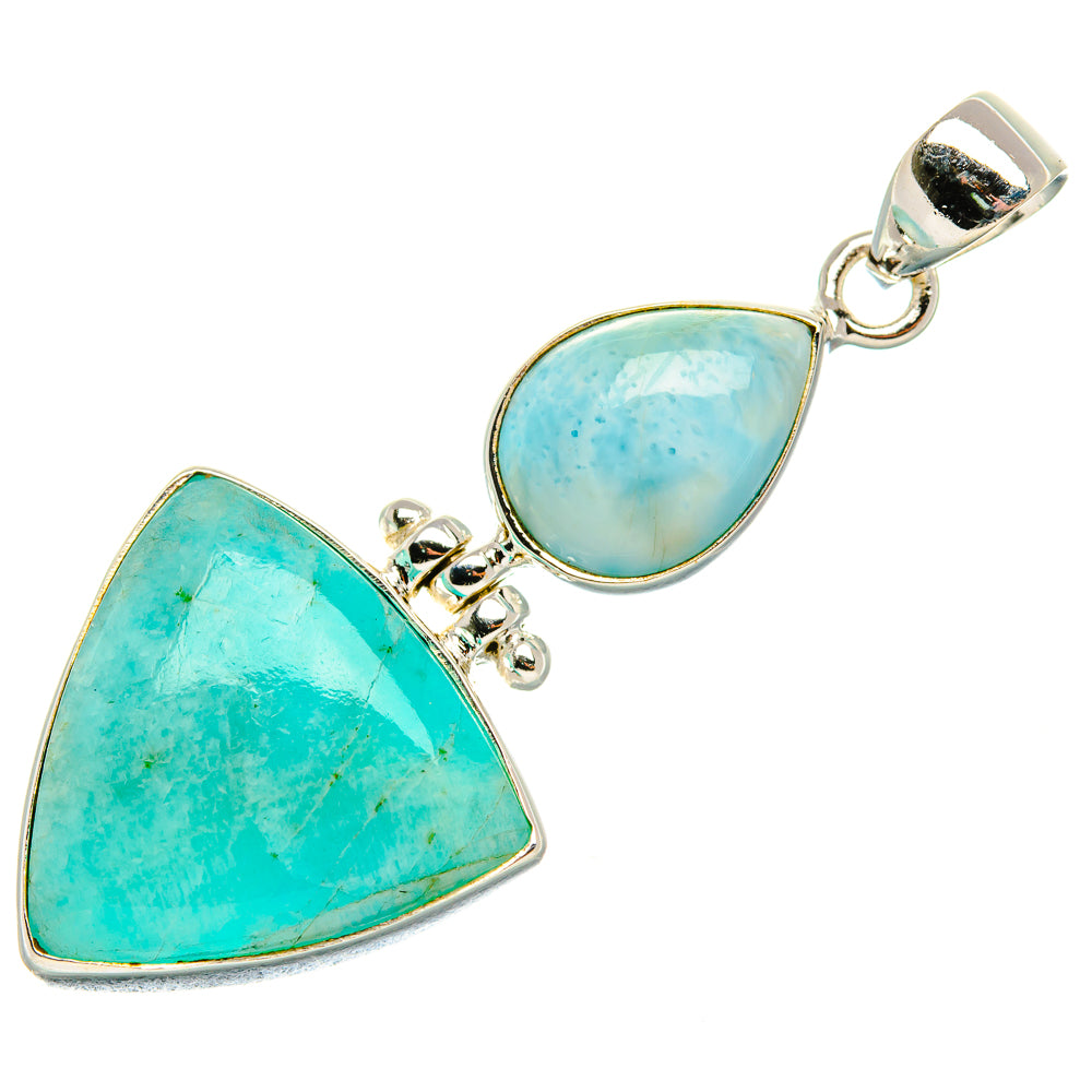 Amazonite, Larimar Pendant 2" (925 Sterling Silver) PD37988