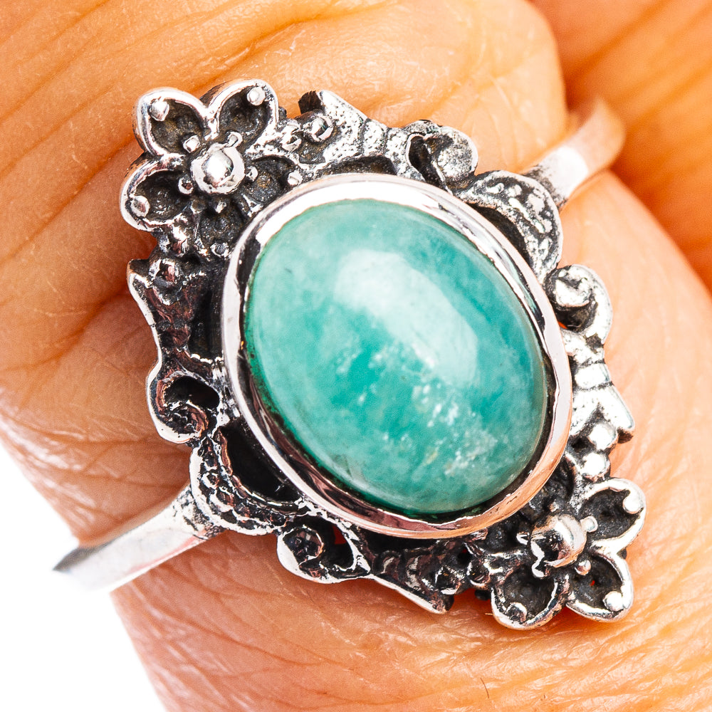 Amazonite Dainty Ring Size 7.75 (.925 Sterling Silver)