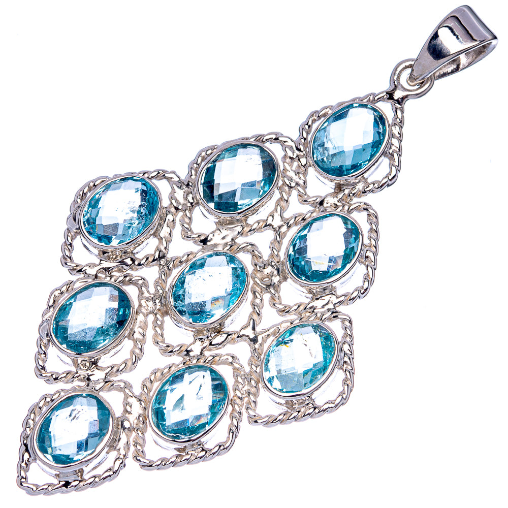 Signature Blue Topaz Pendant 2 5/8" (925 Sterling Silver) P42284