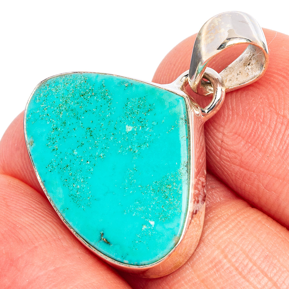 Rare Kingman Turquoise Pendant 7/8" (925 Sterling Silver) P44959