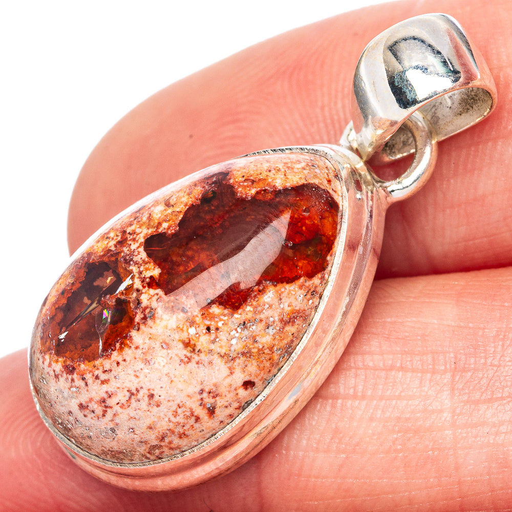 Rare Mexican Fire Opal Pendant 1 3/8" (925 Sterling Silver) P41715