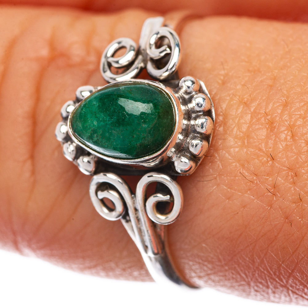 Emerald Dainty Ring Size 8.5 (925 Sterling Silver) R145249