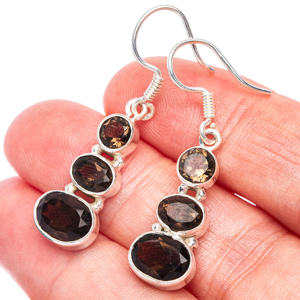 Smoky Quartz Earrings 1 1/2" (925 Sterling Silver) E433351