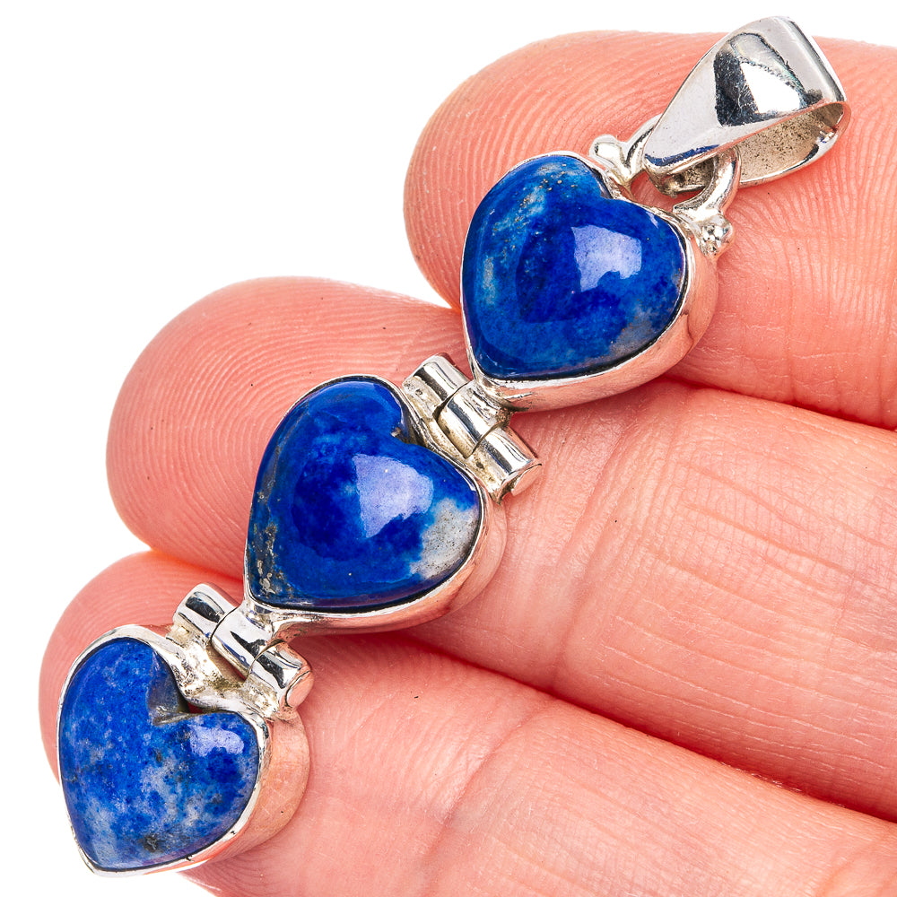 Sodalite Heart Pendant 1 7/8" (925 Sterling Silver) P40311