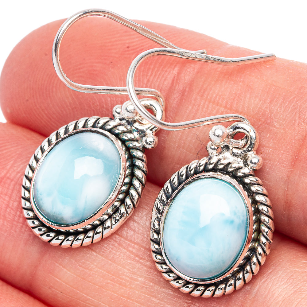 Rare Larimar Earrings 1 1/4" (925 Sterling Silver) E433314