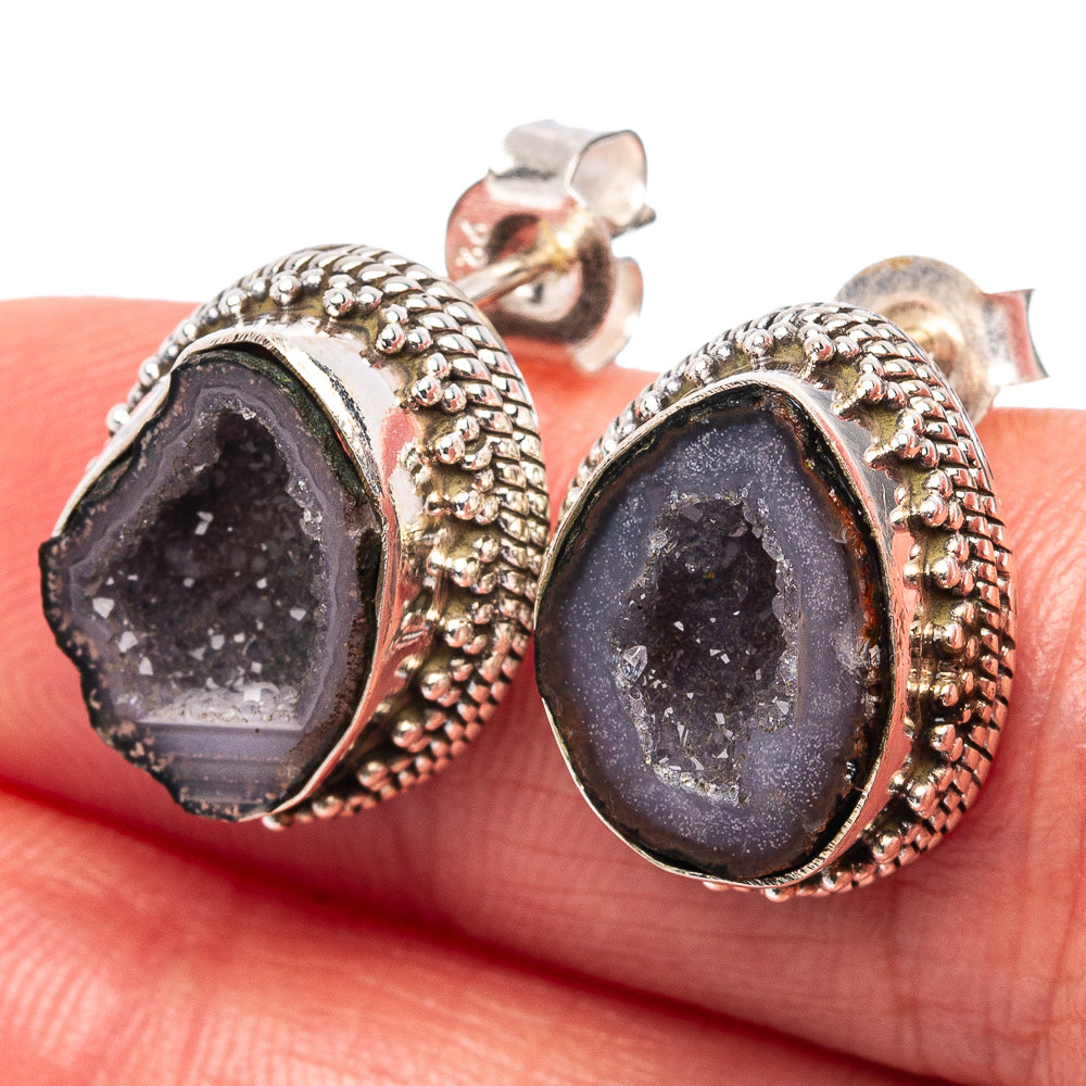 Coconut Geode Druzy Earrings 1/2" (.925 Sterling Silver)
