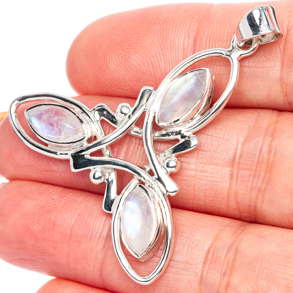 Premium Rainbow Moonstone Pendant 1 5/8" (925 Sterling Silver) P41864