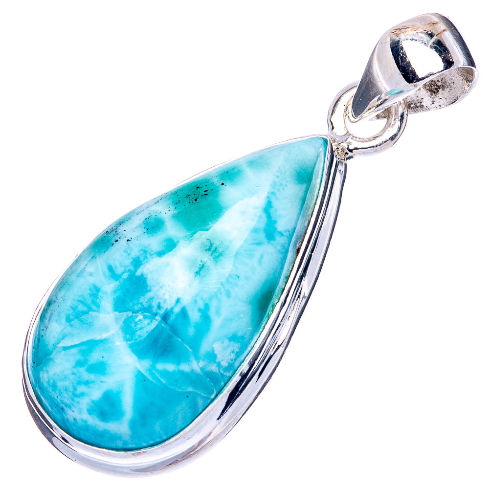 Larimar 925 Sterling Silver Pendant 1 3/8" (925 Sterling Silver) P41883