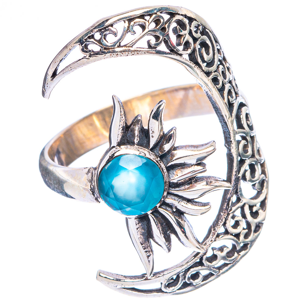 Chalcedony Moon Sun Dainty Ring Size 7 Adjustable (925 Sterling Silver) R5240