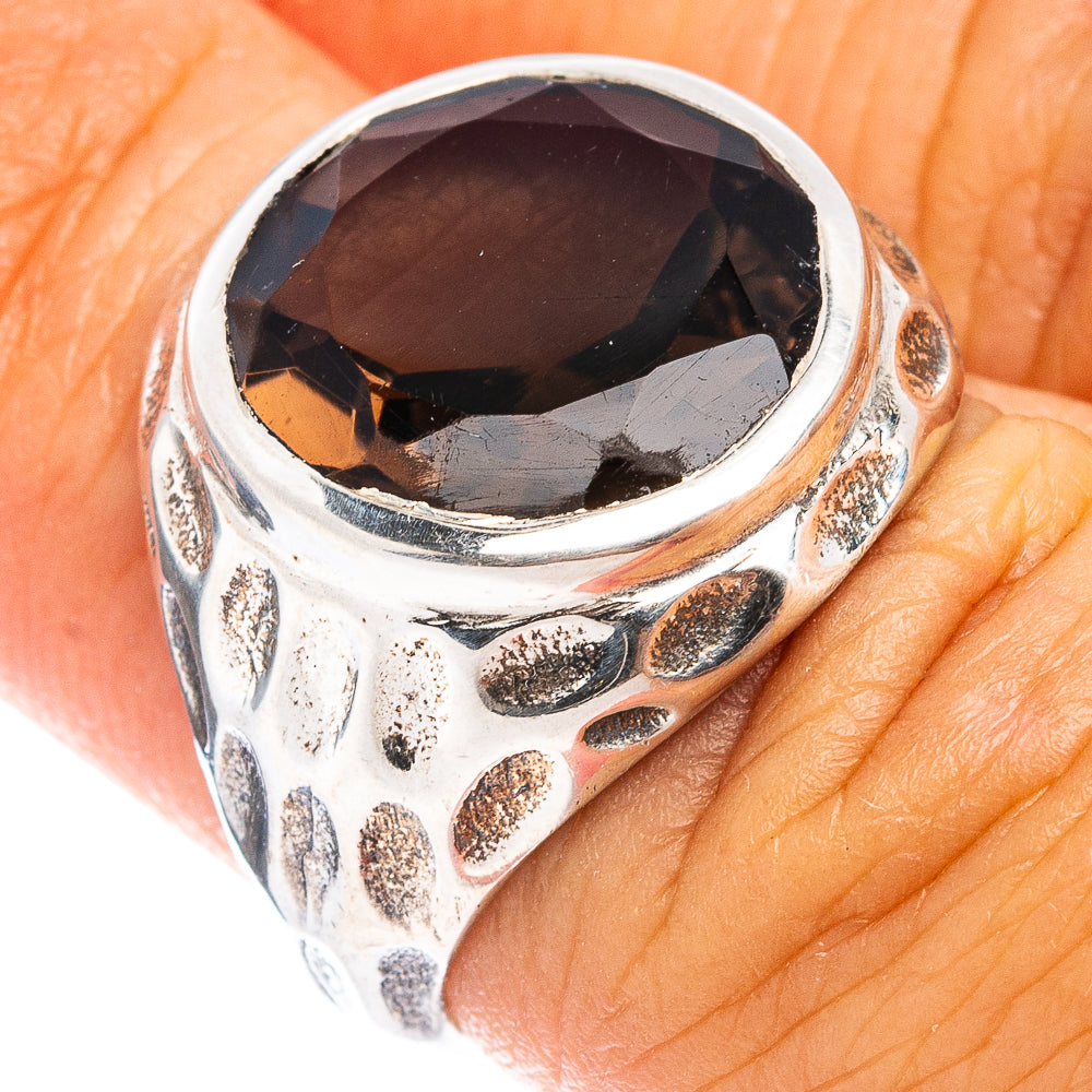 (Classic Series) Smoky Quartz Ring Size 5 (.925 Sterling Silver)