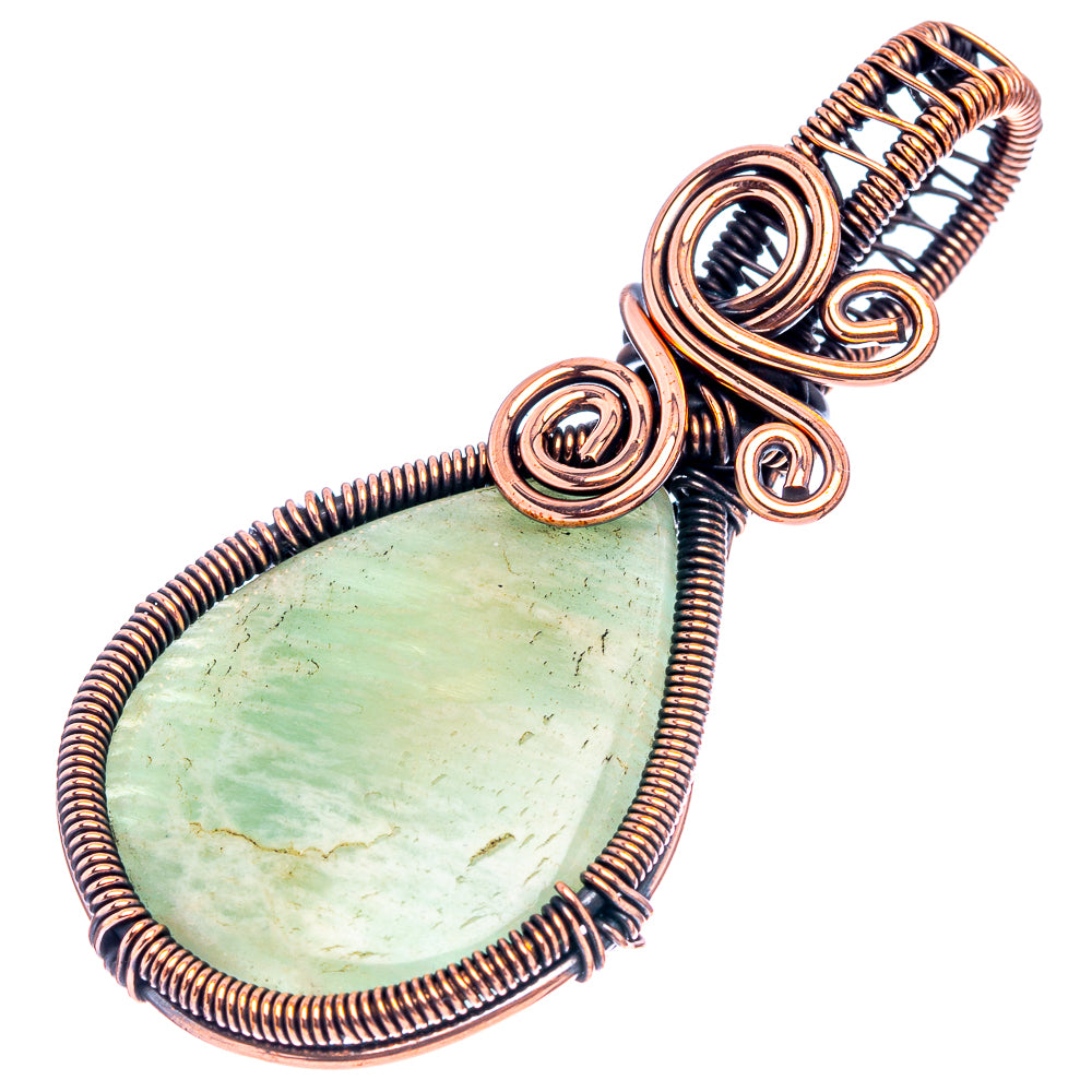 Amazonite Wire Wrap Pendant 2 1/4" (Oxidized Copper)