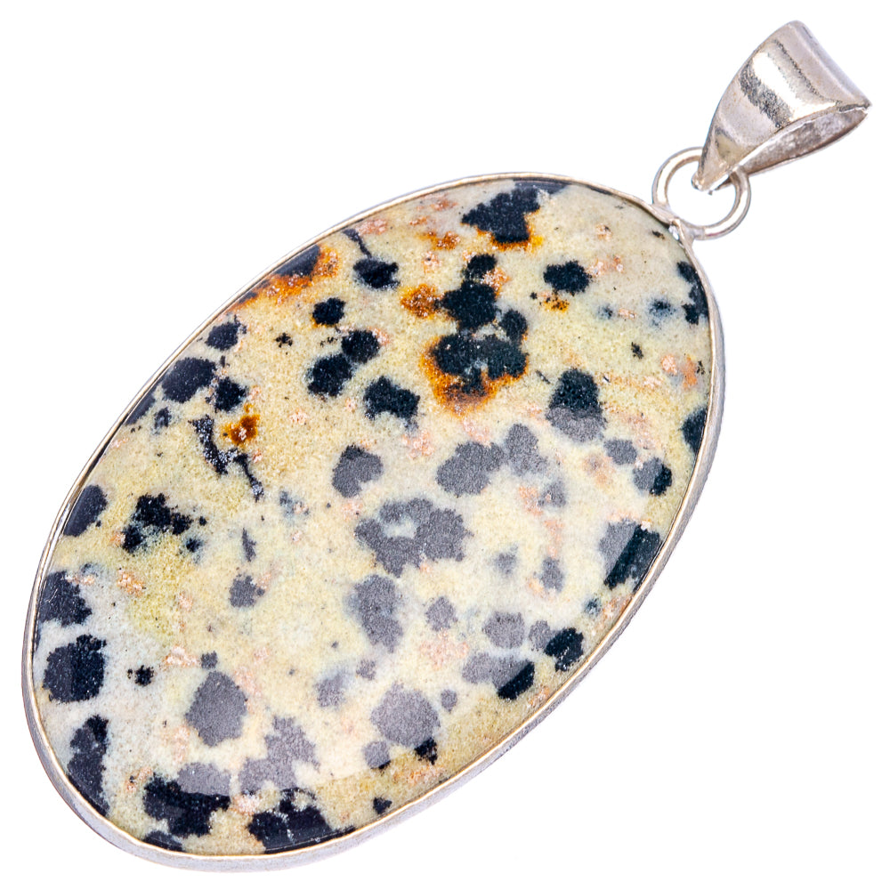 Dalmatian Jasper Pendant 2 1/8" (Silver Plated)
