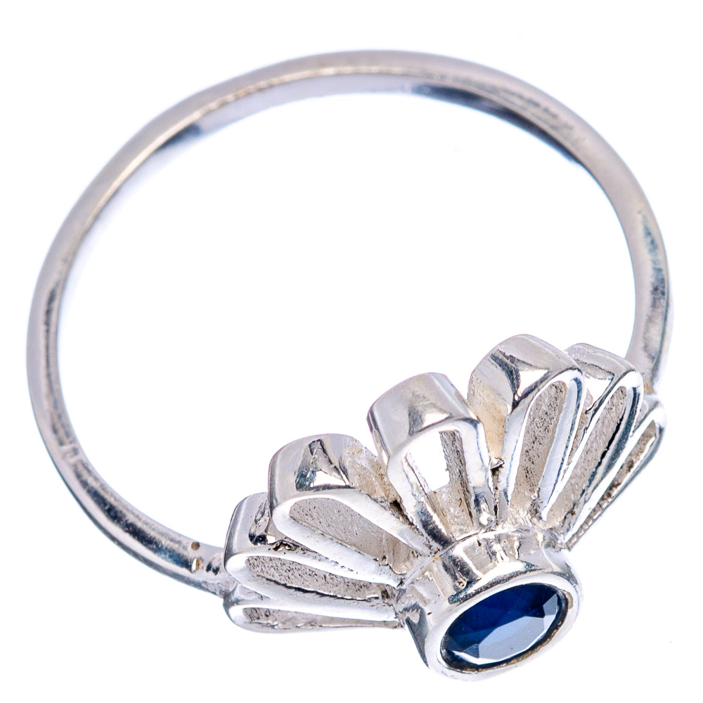 Blue Quartz Daisy Dainty Ring Size 7.75 (.925 Sterling Silver)