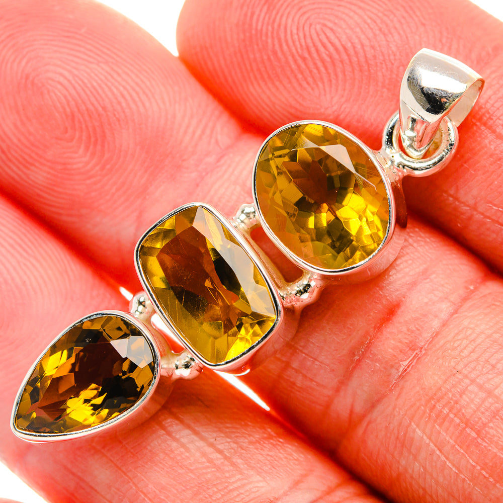 Faceted Citrine Pendant 1 3/4" (925 Sterling Silver) PD38152