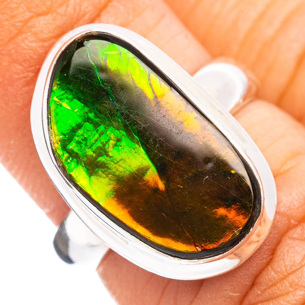 Premium Canadian Ammolite Ring Size 5 (.925 Sterling Silver)