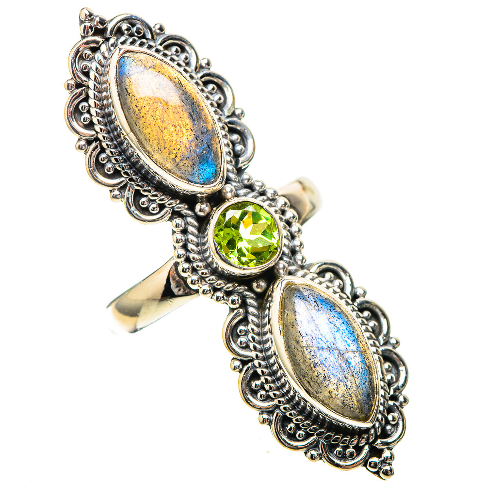 Large Labradorite, Peridot Ring Size 6.25 (925 Sterling Silver) RING137970