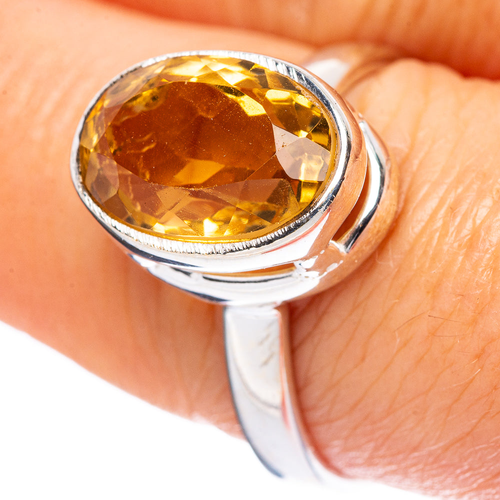 Faceted Citrine Ring Size 8.5 (925 Sterling Silver) R4479