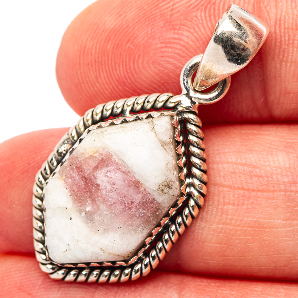 Pink Tourmaline In Quartz Pendant 1 3/8" (.925 Sterling Silver)