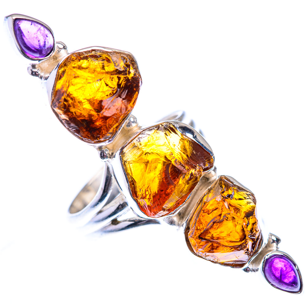 Large Raw Citrine, Amethyst 925 Sterling Silver Ring Size 7.5 (925 Sterling Silver) RING140446