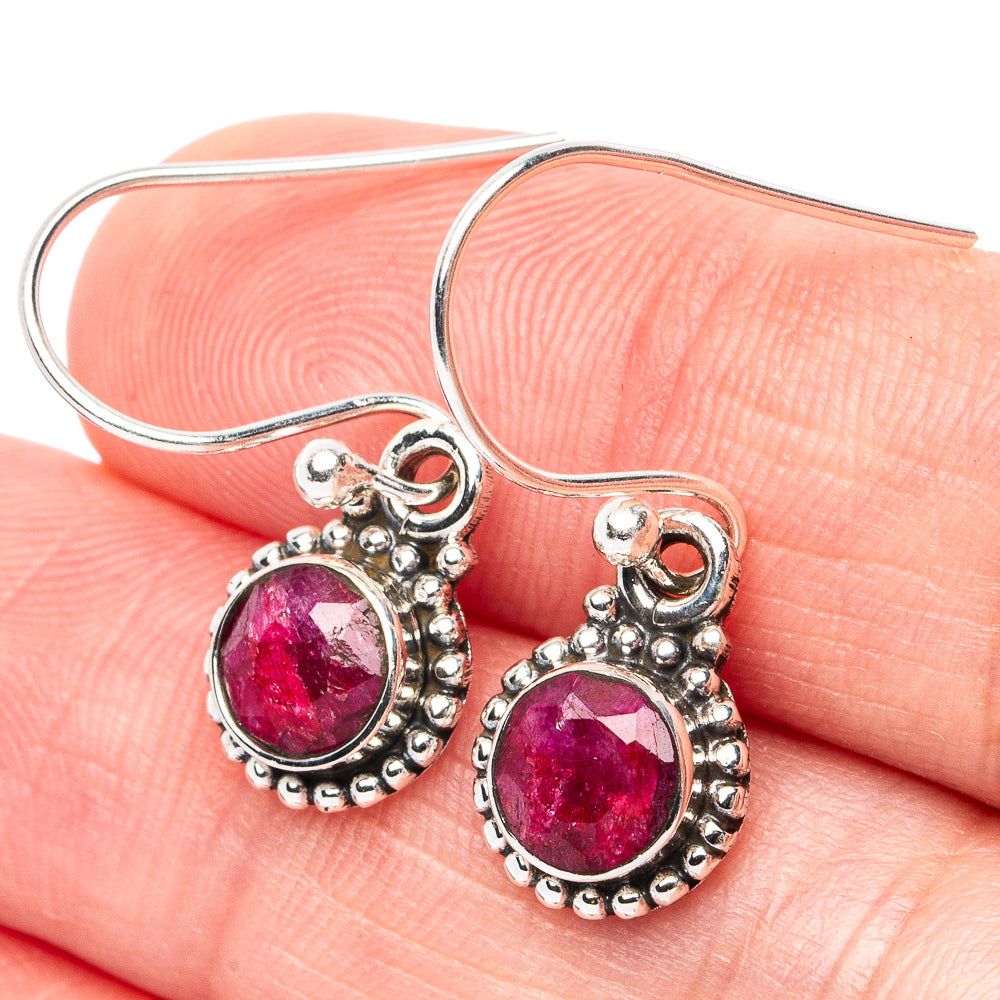 Red Sillimanite Earrings 1 1/8" (925 Sterling Silver) E2940