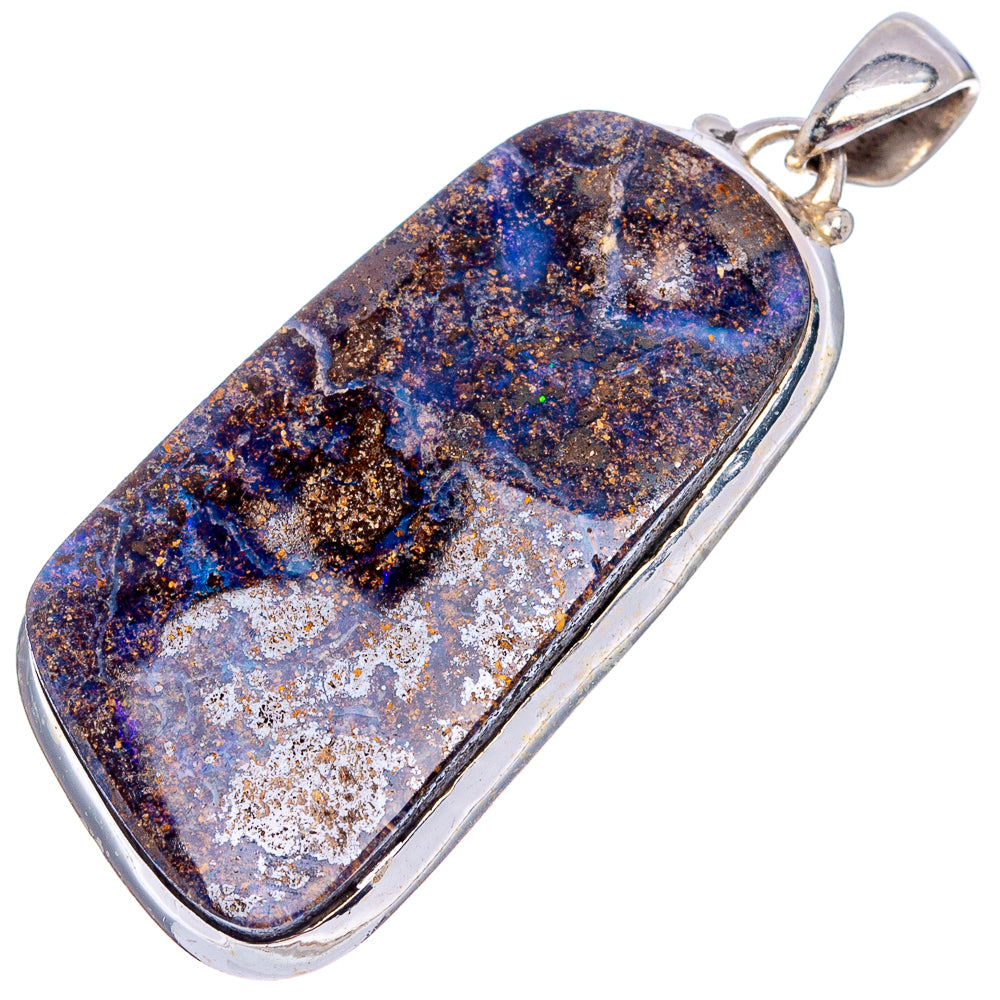 Rare Boulder Opal Pendant 1 3/4" (.925 Sterling Silver)