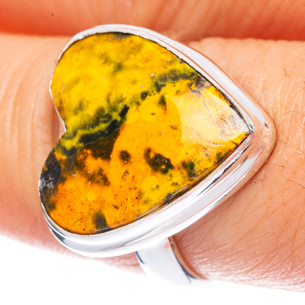 Bumble Bee Jasper Heart Ring Size 8 (925 Sterling Silver) R2919