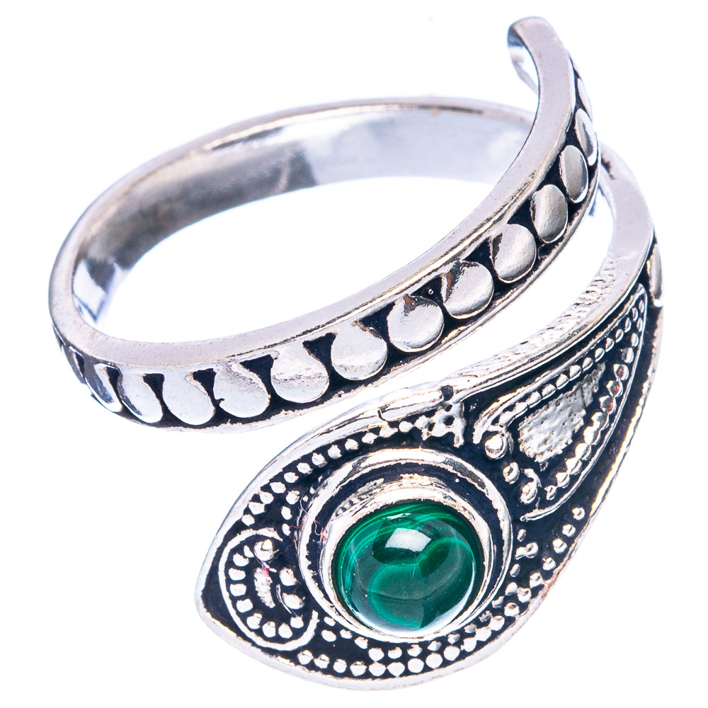 Malachite Dainty Ring Size 8 Adjustable (925 Sterling Silver) R5223