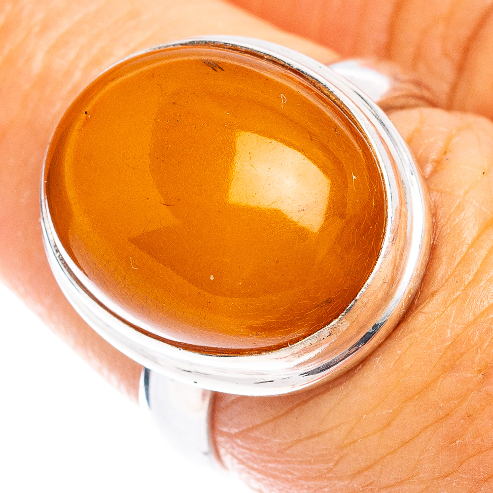 Bone Amber Ring Size 6.75 (.925 Sterling Silver)