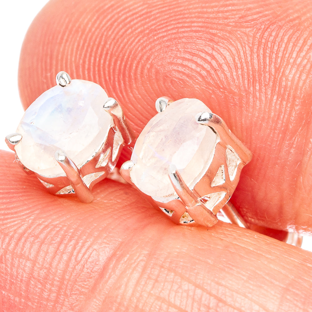 Rainbow Moonstone Dainty Earrings 1/4" (925 Sterling Silver) E2059