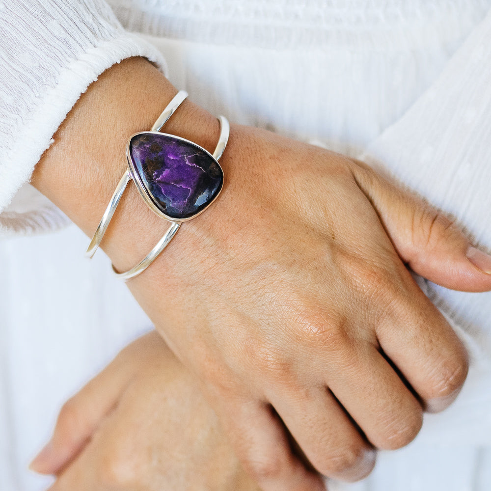Sugilite Cuff Bracelet (925 Sterling Silver) BR90275