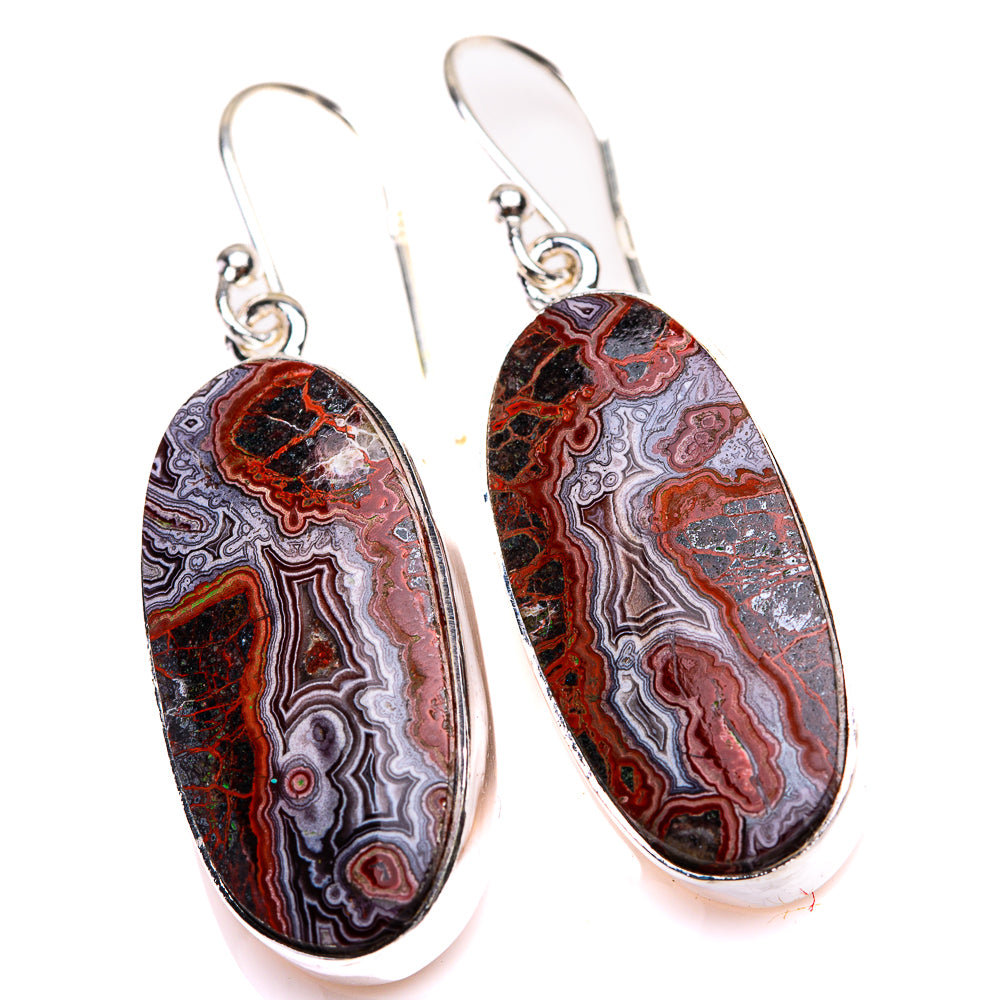 Crazy Lace Agate Earrings 1 5/8" (925 Sterling Silver) EARR432144