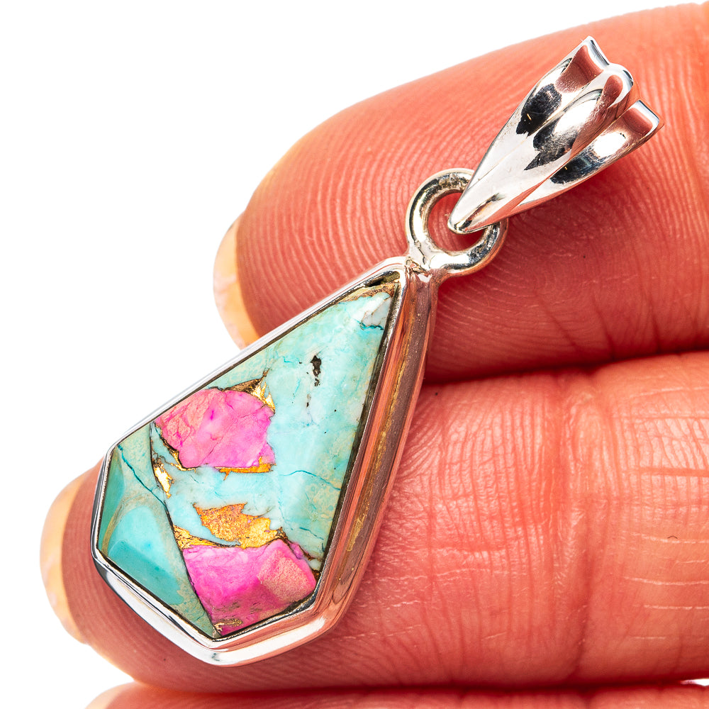 Cotton Candy Turquoise Pendant 1 3/8" (.925 Sterling Silver)