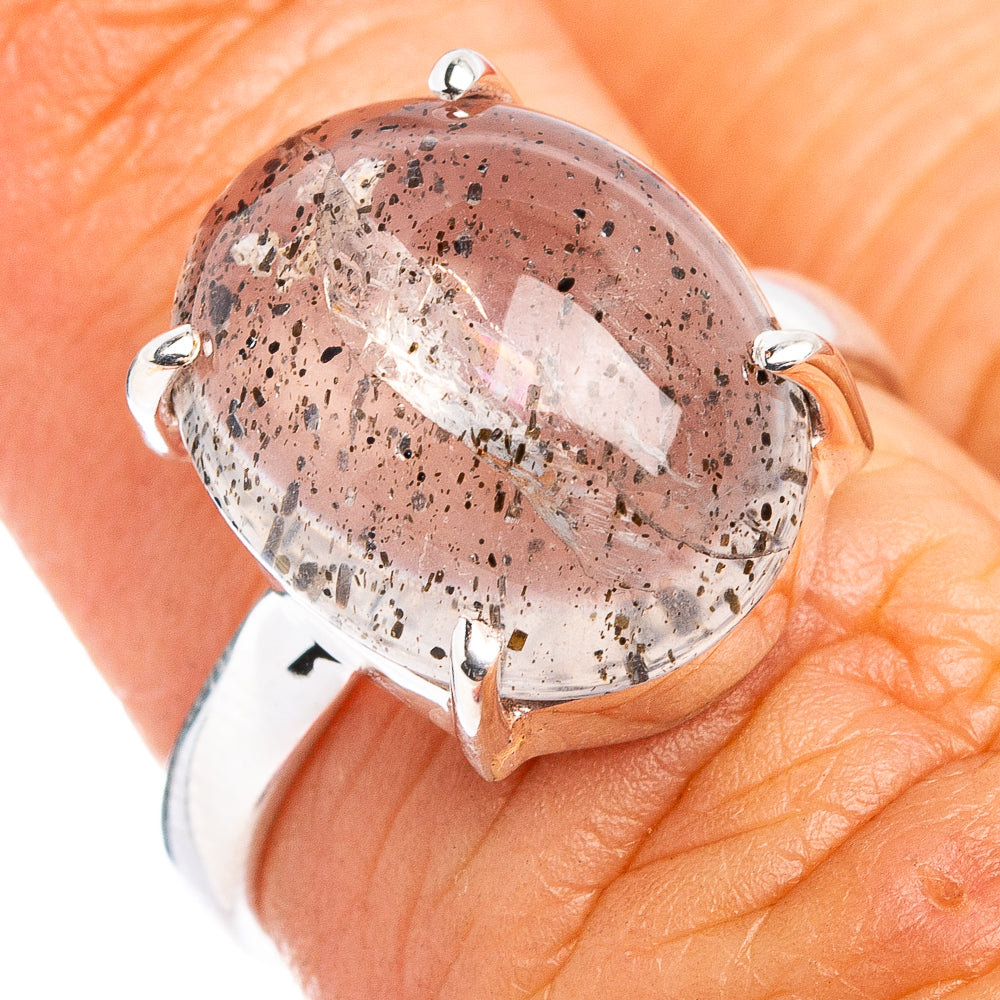Black Dot Rutilated Quartz Ring Size 5.75 (.925 Sterling Silver)