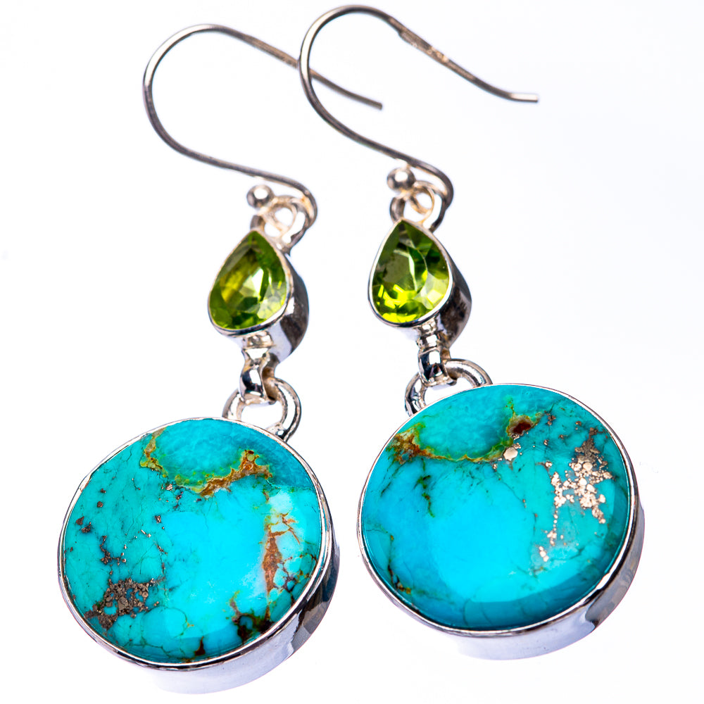 Chrysocolla, Peridot Earrings 1 3/4" (925 Sterling Silver) E432248